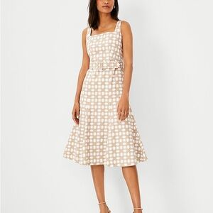 NWT Ann Taylor Rattan Print Belted Flare Dress